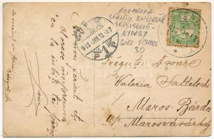 1913 Sepsiszentgyörgy, Sfantu Gheorghe; leány iskola udvara, hegedülő lányok / girl school's co...