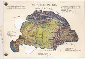 Hungaria 896-1918 - mechanikus térképes irredenta lap az elszakított területekkel - tokban / Map of ...