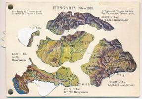 Hungaria 896-1918 - mechanikus térképes irredenta lap az elszakított területekkel - tokban / Map of ...