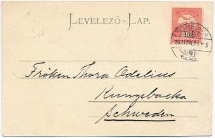 1903 Dombóvár, Fő utca, Kacskovics Jenő üzlete. Bruck Sándor kiadása, szecessziós montázs gyerekekke...