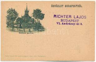 1897 (Vorläufer) Budapest XIV. Városliget, Ezredéves Országos Kiállítás, Erdészeti pavilon. Rigler József Ede litho (EK)