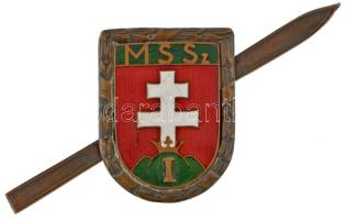 ~1930. "Magyar Sí Szövetség - I." zománcozott bronz jelvény, díjjelvény(?) "Berán N. Budapest Döbrentei u. 2." gyártói jelzéssel (40x31mm) hátoldalán bronz síléc rátéttel (89x5mm) T:AU