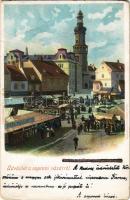 1901 Sopron, Oedenburg; vásár, piac, Karl Pollak üzlete. L.F. Kummert No. 66. / Jahrmarkt (EK)