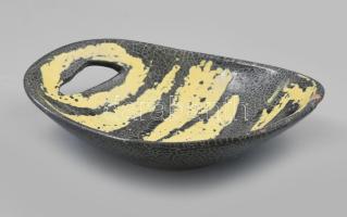 Pesthidegkúti sárga-fekete mázas kínáló, jelzés nélkül, kopással, 22x17,5 cm