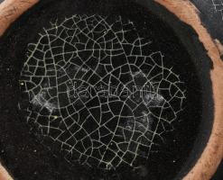 Pesthidegkúti sárga-fekete mázas kínáló, jelzés nélkül, kopással, 22x17,5 cm