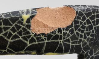 Pesthidegkúti sárga-fekete mázas kínáló, jelzés nélkül, kopással, 22x17,5 cm