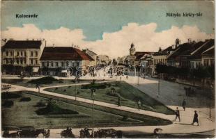 1917 Kolozsvár, Cluj; Mátyás király tér. Özv. Berde Imréné kiadása / square (fa)