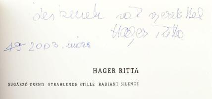 Kőrösiné dr. Merkl Hilda (szerk.): Hager Ritta - Sugárzó csend. Hager Ritta Henriette (1931-) a Nemz...