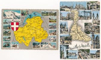 19 db MODERN térképes képeslap / 19 modern map motive postcards