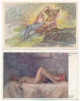 20 db RÉGI zsáner képeslap vegyes minőségben: hölgyek, szerelmes párok / 20 pre-1945 postcards in mi...