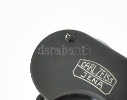 Carl Zeiss Jena Sportur távcső, bőr tokjában, jó állapotban, de az állító nagyon nehezen forog