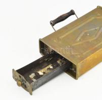 La Phénix antik hordozható ételmelegítő, réz, jelzéssel, kopással, 20x12x4 cm