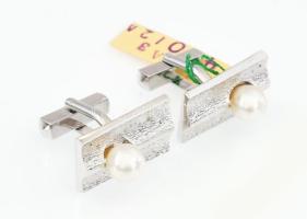 Ezüst(Ag) japán mandzsettapár gyönggyel, jelzett, bruttó: 10,4 g