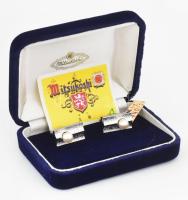 Ezüst(Ag) japán mandzsettapár gyönggyel, jelzett, bruttó: 10,4 g