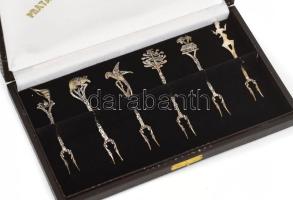 Ezüst(Ag) olívabogyó tálaló villa, 6 db, jelzett, nettó: 27 g