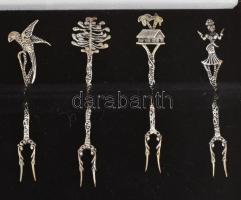 Ezüst(Ag) olívabogyó tálaló villa, 6 db, jelzett, nettó: 27 g