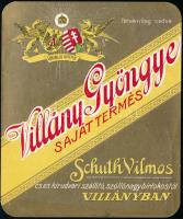 cca 1900 Schuth Vilmos cs. és kir. udvari szállító Villány Gyöngye borcímke, dekoratív viribus unitis grafikával, 11,5×9,5 cm