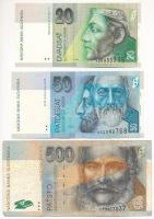 Szlovákia 1993. 20K + 50K + 500K T:VF-F közte szép papír Slovakia 1993. 20 Korun + 50 Korun + 500 Korun C:VF-F with nice paper