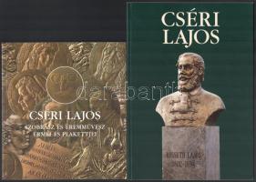 Cséri Lajos (1928-) érem-, szobrászművész kiállítási katalógusai, 2 db:   Cséri Lajos szobrász és éremművész érmei és plakettjei. Nógrádsáp, 2006, P. Athéné, 30 p. Gazdag képanyaggal illusztrált. Kiadói papírkötés.;   Cséri Lajos. Lajos Cséri sculptor. Göd, 1999, P. Athéné, 48 p. Gazdag képanyaggal illusztrált. Kiadói papírkötés.;