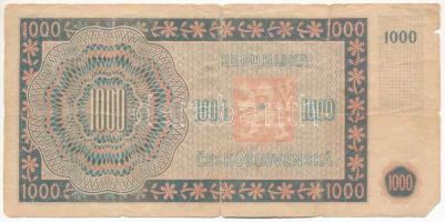 Csehszlovákia 1945. 1000K T:VG,G nagy szakadás / Czechoslovakia 1945. 1000 Korun C:VG,G big tear Kra...