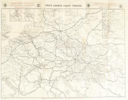 cca 1910 Közép-Európa vasúti térképe, kiadja: Posner Károly Lajos és Fia, szakadással, 47×59 cm