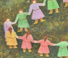 Ferenczy Noémi (1890-1957): Körtánc. Vegyes technika, papír, jelzés nélkül, üvegezett fakeretben. / ...