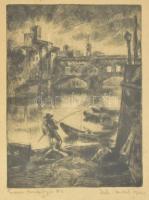 Deli Antal (1886-1960): Firenze, Arno folyó, 1926. Rézkarc, papír. Jelzett. Számozott (No. 2.). Laps...