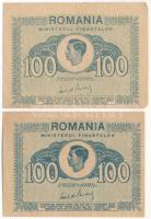 Románia 1945. 100L (2x) színváltozatok T:III folt, középen kis szakadás Romania 1945. 100 Lei (2x) colour varieties C:F Krause P#78