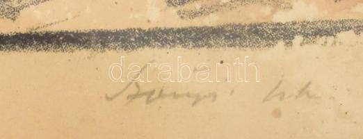 Szőnyi István (1894-1960): Építkezés, 1926. Akvarellel színezett litográfia, papír, jelzett. Üvegeze...