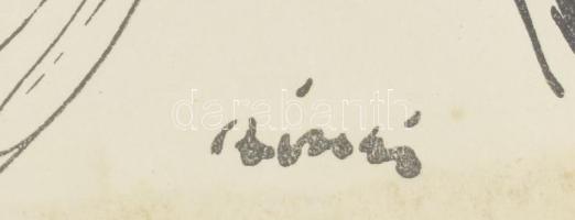 Rippl Rónai József (1861-1927): Lovak. Cinkográfia, papír, jelzett a cinkográfián. Dekoratív, üvegez...