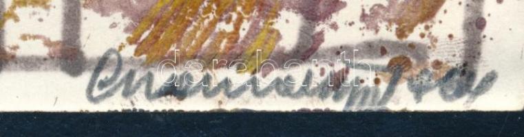 Gyarmathy Tihamér (1915-2005): Struktúrák vörössel (cím nélkül), 1964. Monotípia, papír, jelezve job...