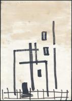 Gyarmathy Tihamér (1915-2005): Struktúrák vörössel (cím nélkül), 1964. Monotípia, papír, jelezve job...