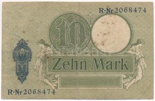 Német Birodalom 1906. 10M hét számjegyű sorszám T:VG fo. German Empire 1906. 10 Mark seven digit ser...