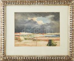Istókovits Kálmán (1898-1990): Vihar előtt. Akvarell, papír, jelezve balra lent. Dekoratív, üvegezett fakeretben, 27×35,5 cm