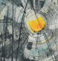 Olvashatatlan jelzéssel: Vitorlások. Színezett rézkarc, selyem. Dekoratív, üvegezett fakeretben, 37,...