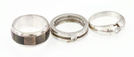 Ezüst(Ag) gyűrű, 3 db, jelzettek, méret: 54, 53, 57, bruttó: 14,9 g