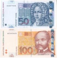 Horvátország 2002. 50K + 2012. 100K T:AU,F Croatia 2002. 50 Kuna + 2012. 100 Kuna C:AU,F