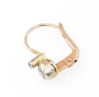 Fehér és sárga arany (Au) 14K buton fülbevalópár gyémánttal, ca 0,24 ct, jelzett, br: 2,6 g