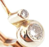 Fehér és sárga arany (Au) 14K buton fülbevalópár gyémánttal, ca 0,24 ct, jelzett, br: 2,6 g