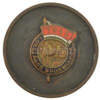 1945. "I. Országos Sportnapok 1945" kétoldalas, zománcozott bronz emlékérem (40mm) T:XF patina, zománchiba
