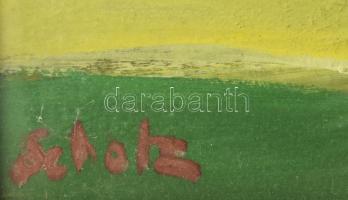 Scholz Erik (1926-1995): Napfényes táj. Olaj, farost, jelezve balra lent, üvegezett fakeretben, 60×8...