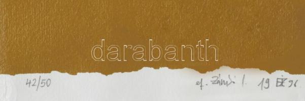 ef Zámbó (efZámbó) István (1950-): Munkanap, 1996. Szitanyomat, papír. Jelzett. Számozott: 42/50. Üv...