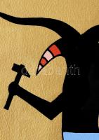 ef Zámbó (efZámbó) István (1950-): Munkanap, 1996. Szitanyomat, papír. Jelzett. Számozott: 42/50. Üv...