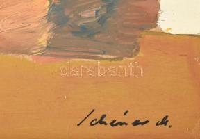 Schéner Mihály (1923-2009): Dorottya bálba megy. Olaj, farost, jelezve jobbra lent. Hátoldalán Schén...