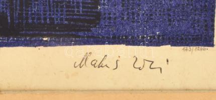Makrisz Zizi (1924-2014): Bakui olajkutak I, 1964. Linómetszet, papír, jelzett. Paszpartuban. 45x36 ...