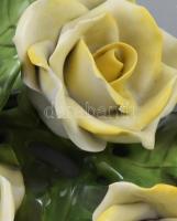 Herendi rózsaág, sárga rózsákkal. Jelzéssel,sérüléssel, h: 16,5 cm