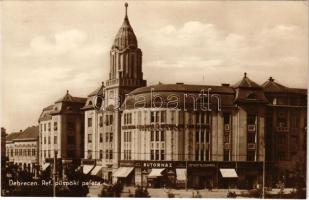 1943 Debrecen, Református püspöki palota, Első Magyar Biztosító Társaság főügynöksége, Otthon tejcsarnok, Bútorház, Bottó Kornél üzlete. Ifj. Gyürky Sándor kiadása (EK)