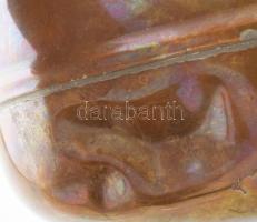 Réz ágymelegítő, jelzett, horpadt, h: 28 cm