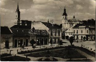 1940 Zilah, Zalau; Fő tér, Coloman Breuer gyógyszertára, Édes és Dolly üzlete / main square, shops, pharmacy. photo (fl)