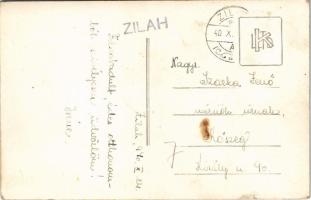 1940 Zilah, Zalau; Fő tér, Coloman Breuer gyógyszertára, Édes és Dolly üzlete / main square, shops, ...